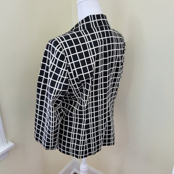 Classiques Entier Black White Pattern Blazer SZ M Two Button Cotton Blend Jacket - Picture 3 of 12